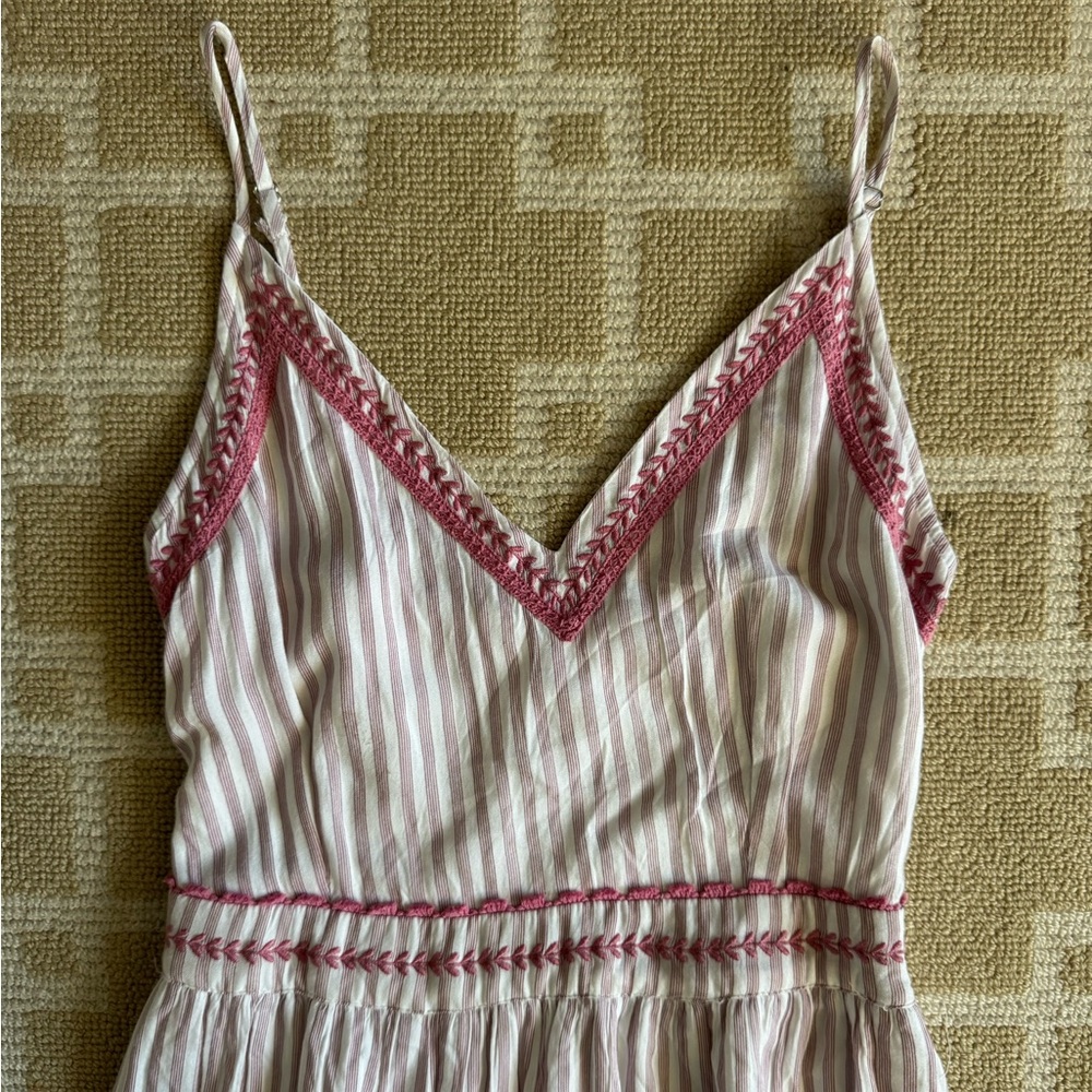 Joyana Smocked Maxi Sundress Boho Cottagecore Summer Dress Pink Stripe Medium - Picture 5 of 7